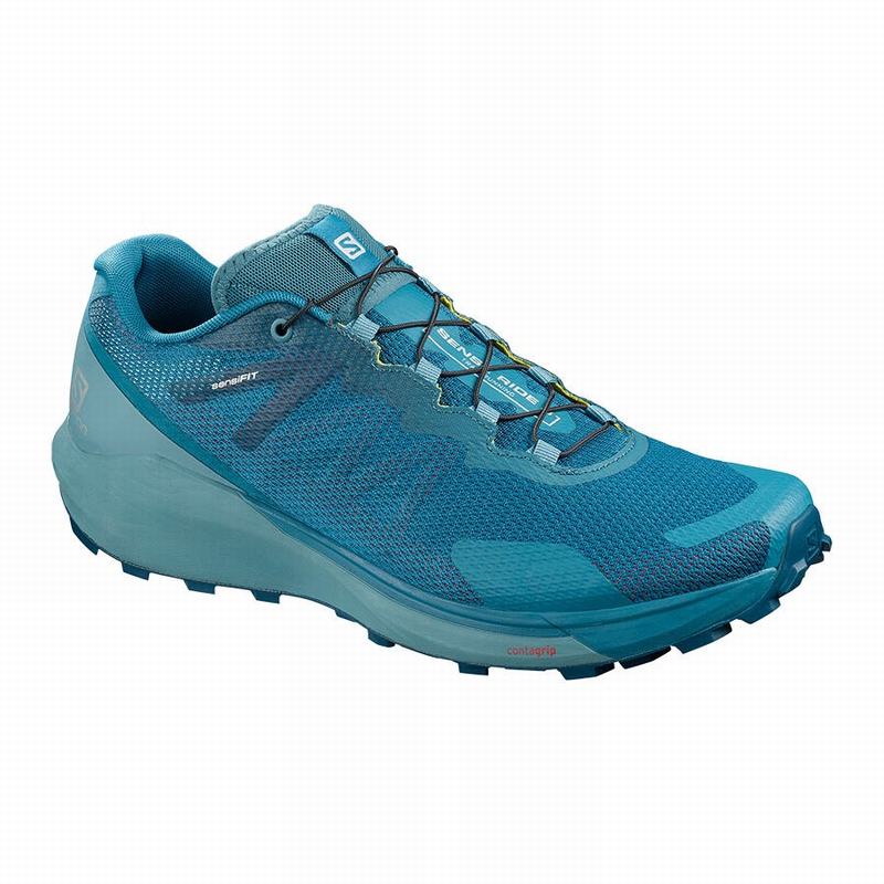 Salomon Singapore Mens Running Shoes - SENSE RIDE 3 Blue | 98376-SPBX